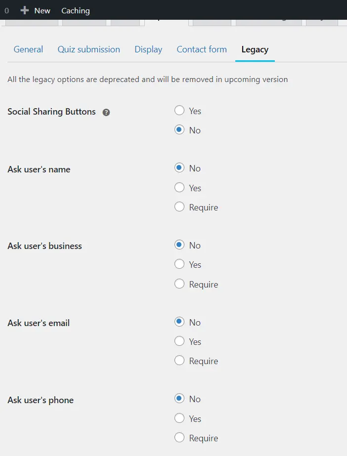 Legacy Settings