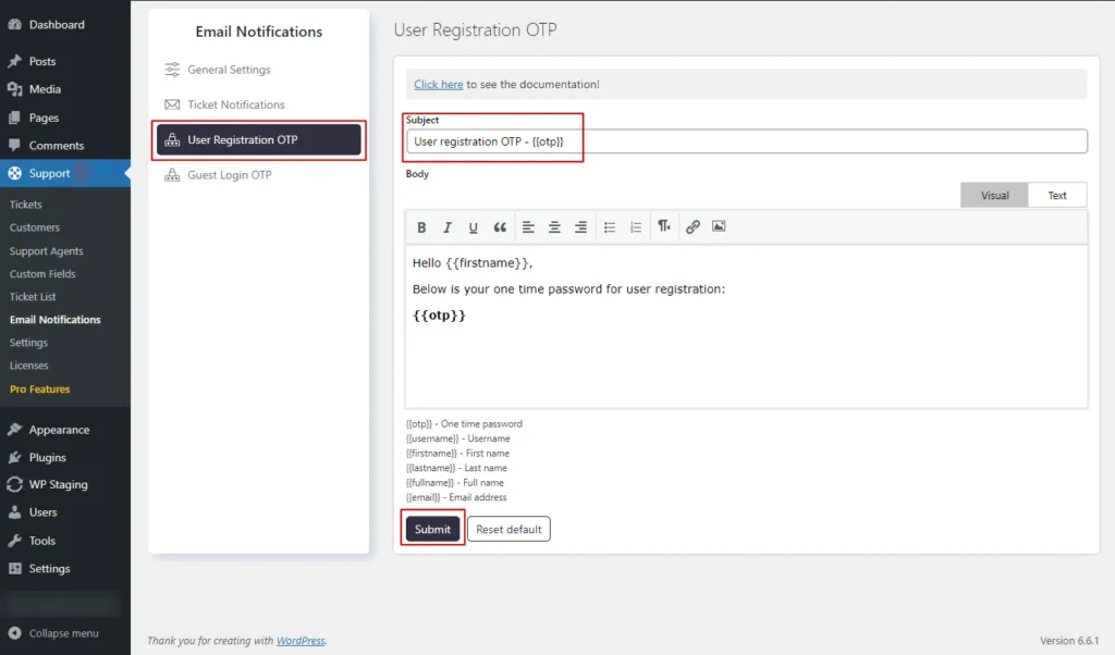 User Registration OTP