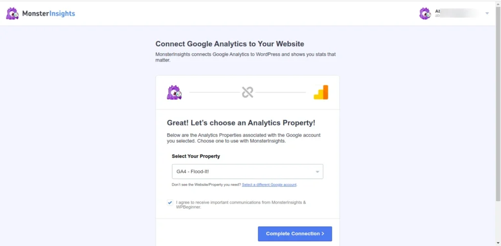 Choose an Analytics Property