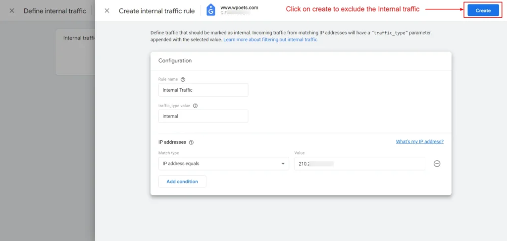 Create Internal traffic rule