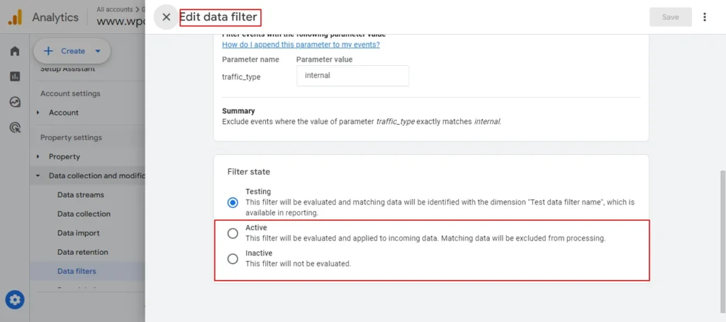 Edit Data Filter Slideover