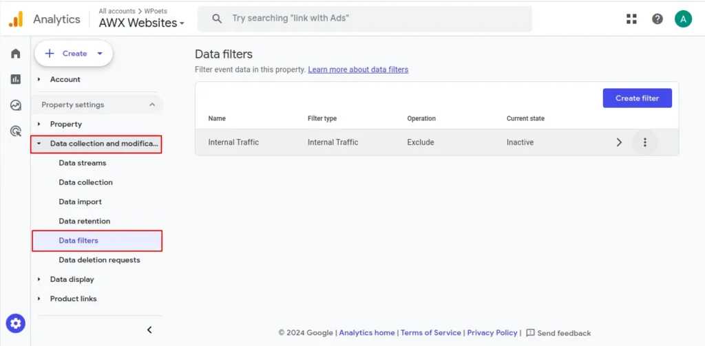 Property Settings → Data collection and modification